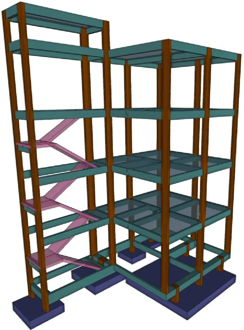 Modelo 3D de estrutura em concreto armado calculada no CYPECAD
