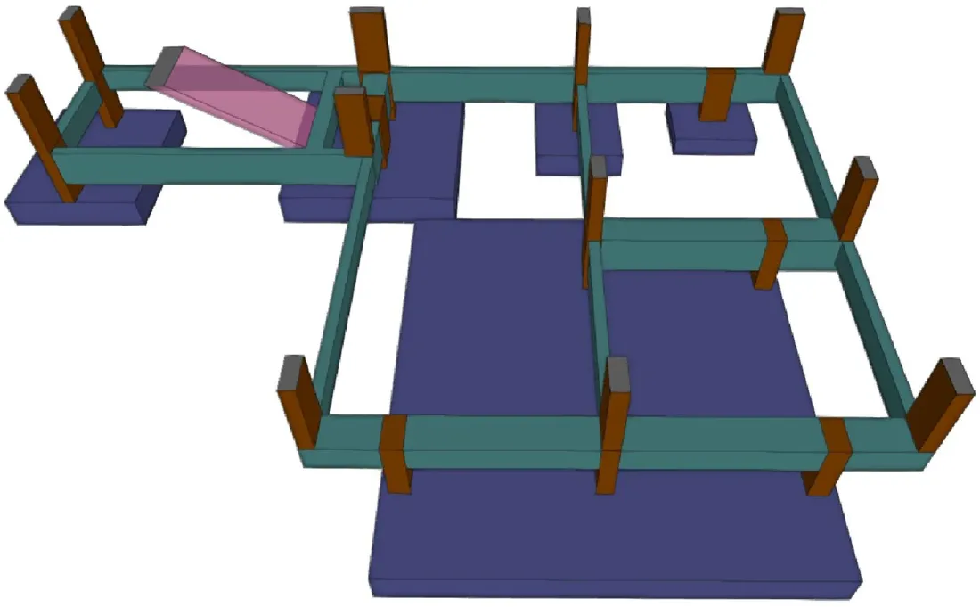 Fundações e baldrames em 3D de edificação mista em Balneário Camboriú