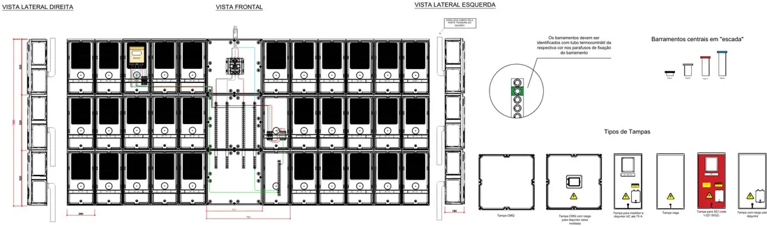 Detalhamento de quadro com 30 medidores individuais para aprovação na Celesc